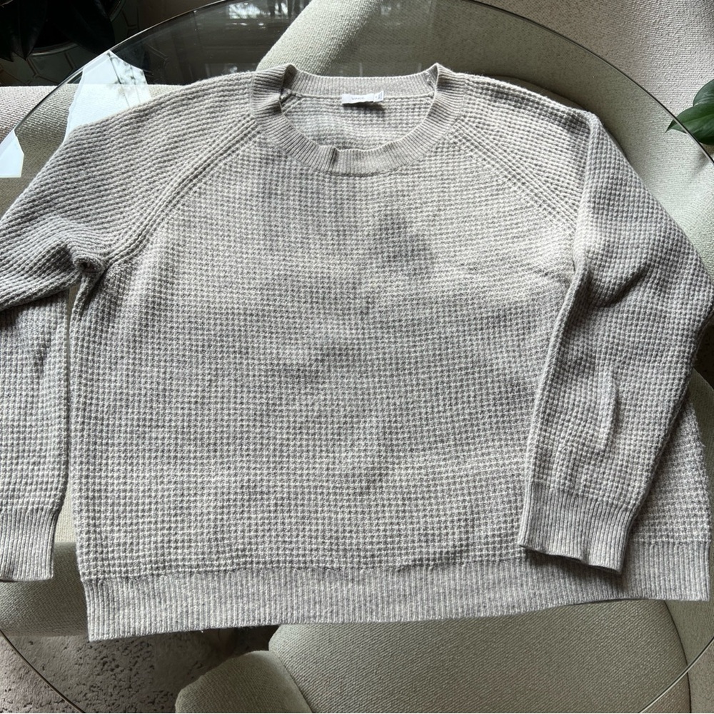 Vince Cashmere Blend Waffle Knit Sweater Gray Size M